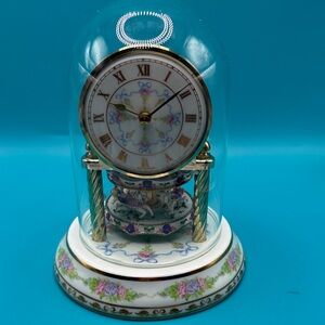 Rare Porzellan Manufaktur Made In Germany Carousel Glass Dome Clock